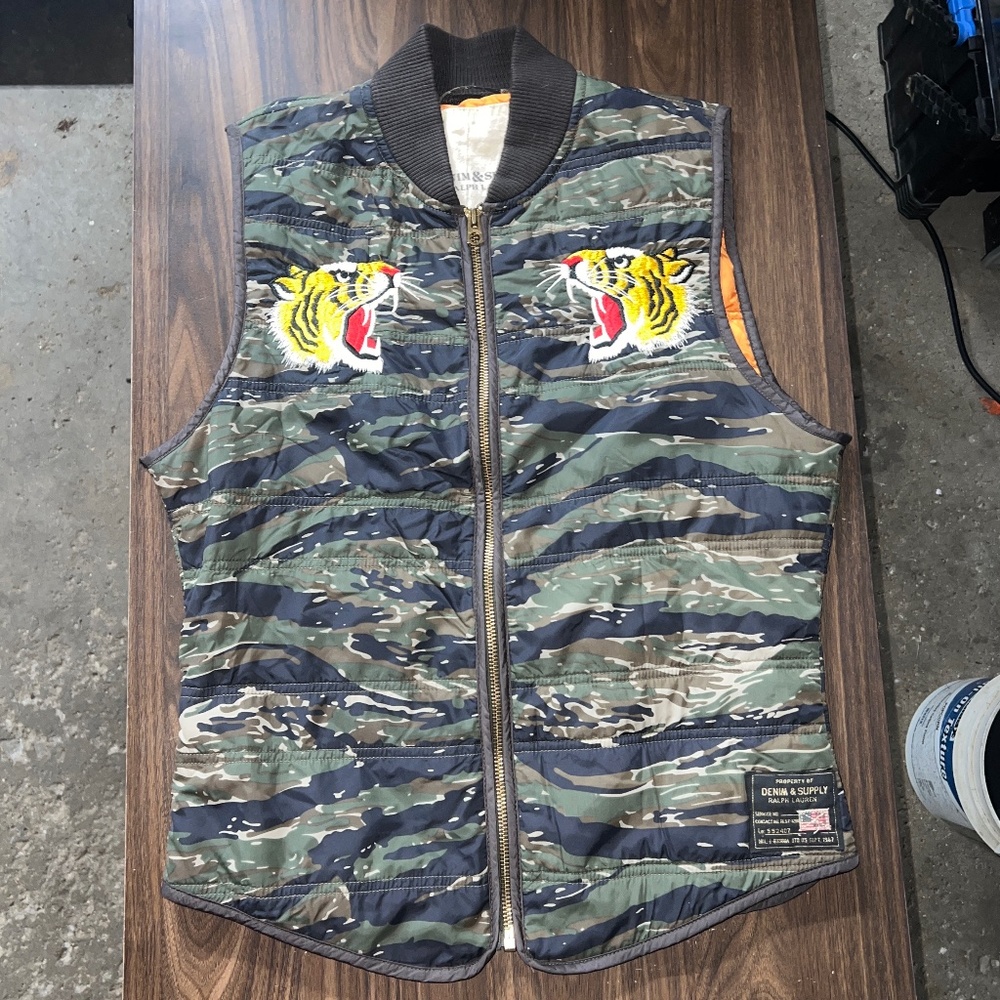 Denim & Supply Ralph Lauren Sz Small Camo Tiger Head Vest